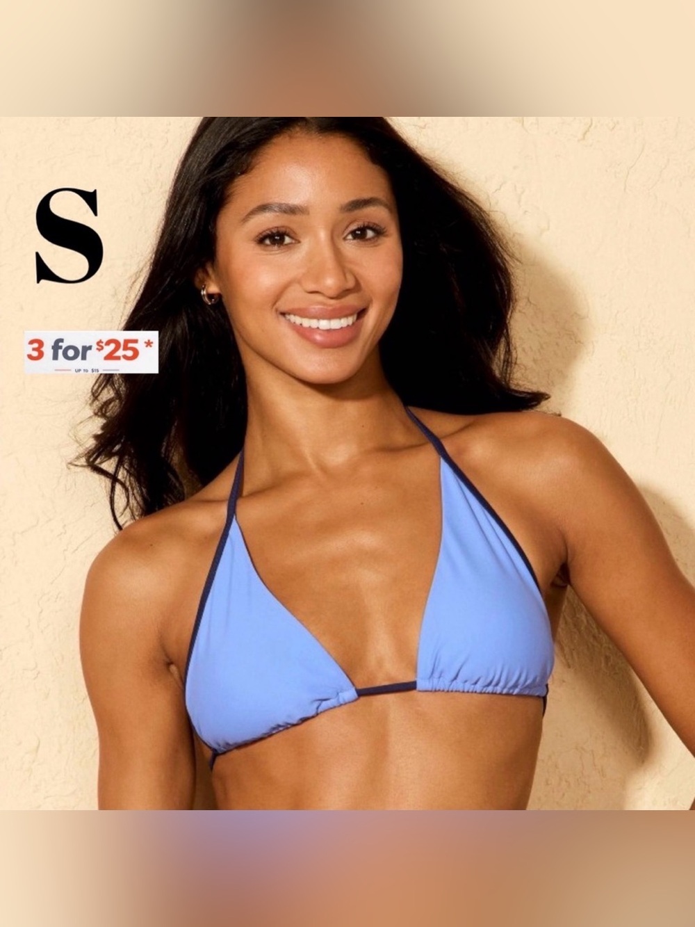 Blue Triangle adjustable Bikini Top size small